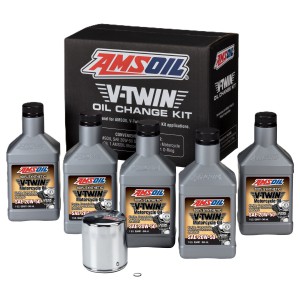AMSOIL 20W-50 Syntetisk V-Twin Oljekit - 4,73L med krom filter