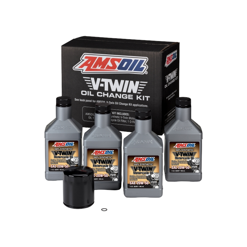 AMSOIL 20W-50 Syntetisk V-Twin Oljekit - 3,78L med sort filter