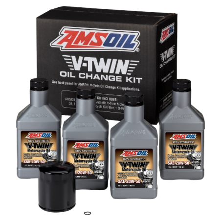 AMSOIL 20W-50 Syntetisk V-Twin Oljekit - 3,78L med sort filter